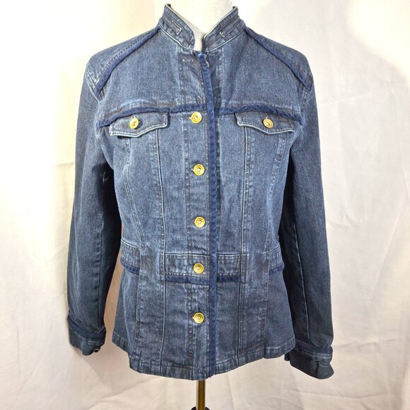 Beaded Embellished Denim Jacket Upcycled Jean Jacket - Picture 3 of 7